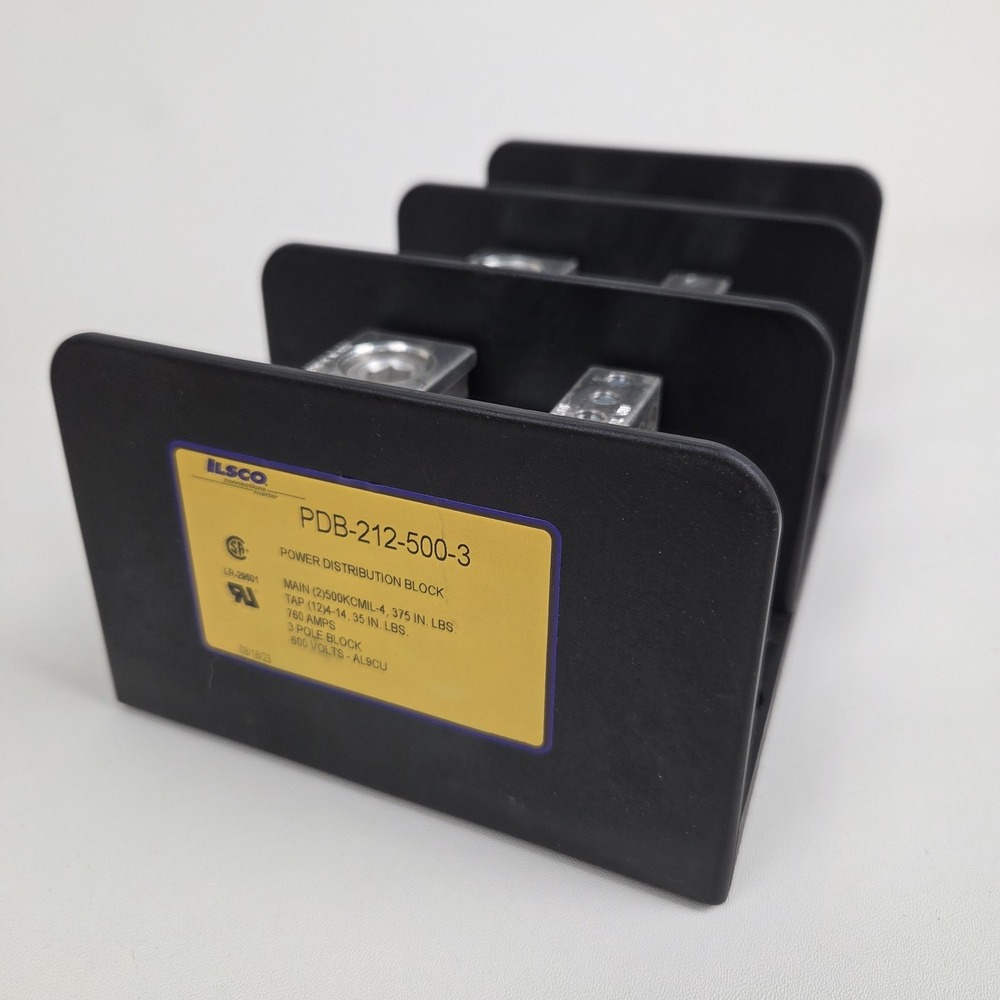 Ilsco Power Distribution Block PDB-212-500-3 760 Amps 600 Volts 3 Pole Block - Picture 4 of 14